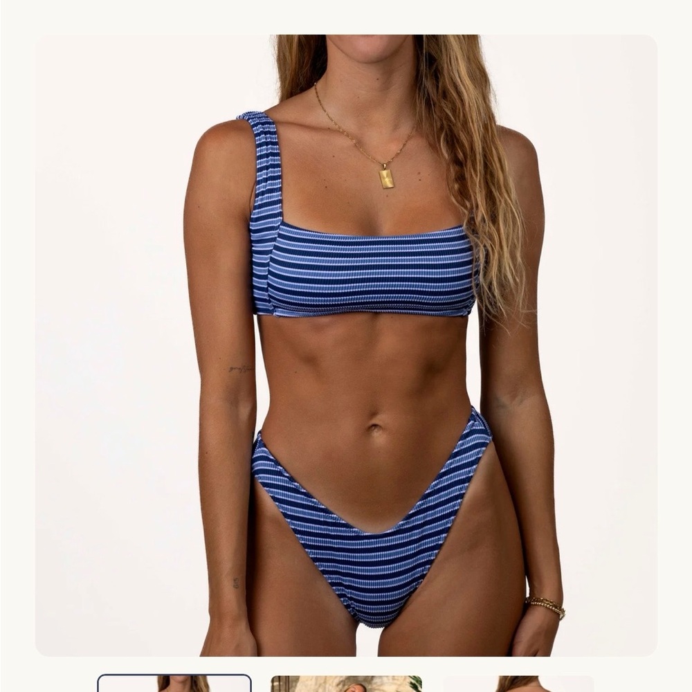 Blue Striped Bikini Set